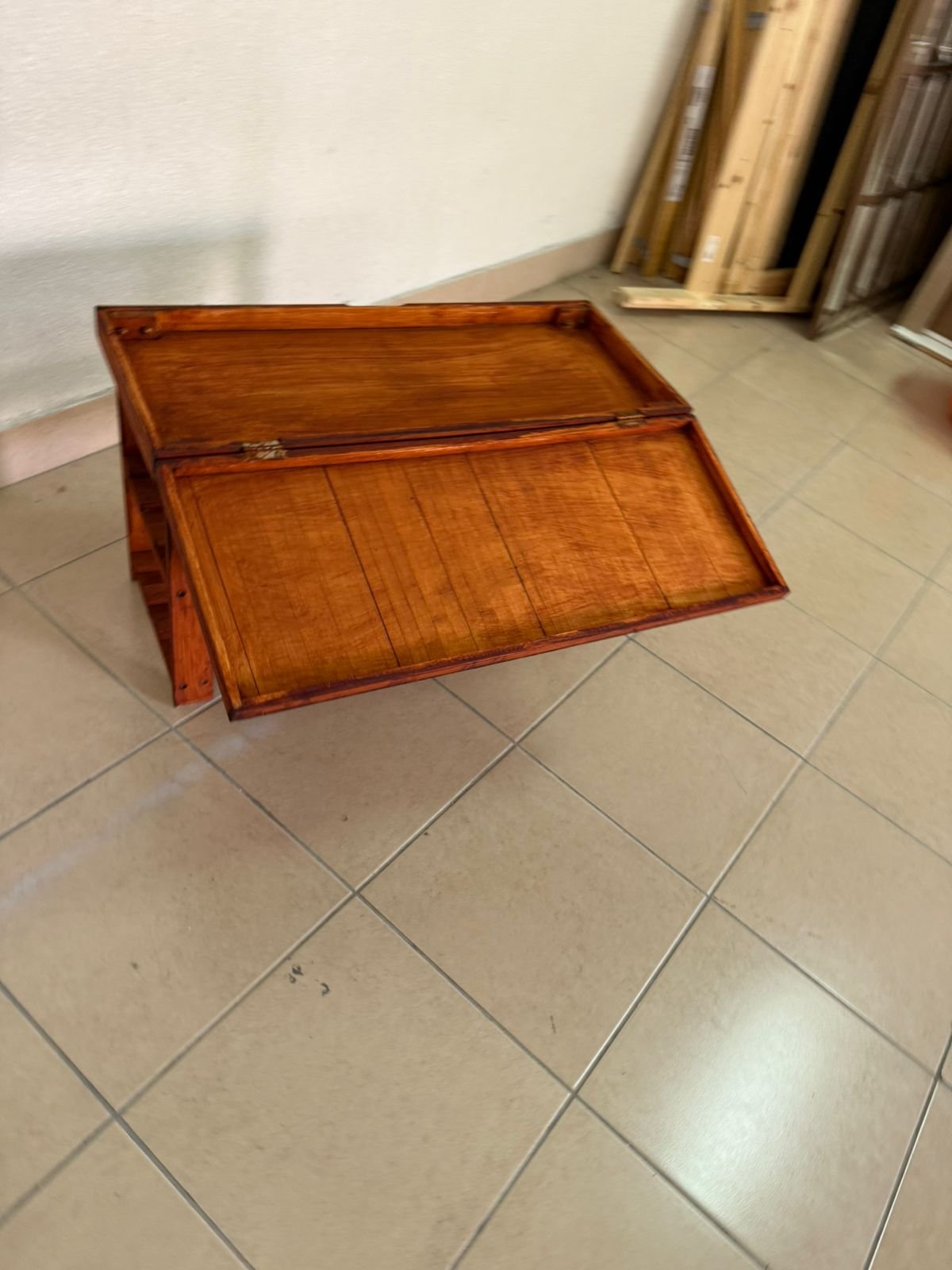 A modern wooden shoe storage bench - Image 9