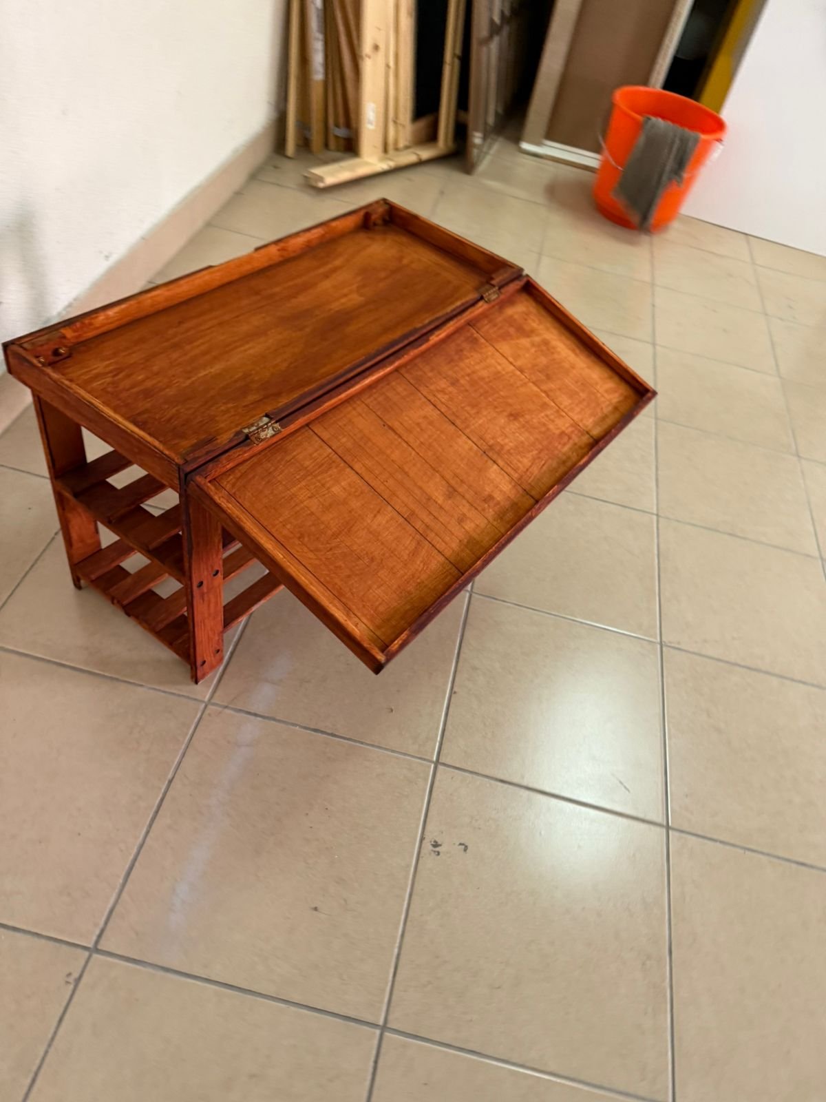 A modern wooden shoe storage bench - Image 10