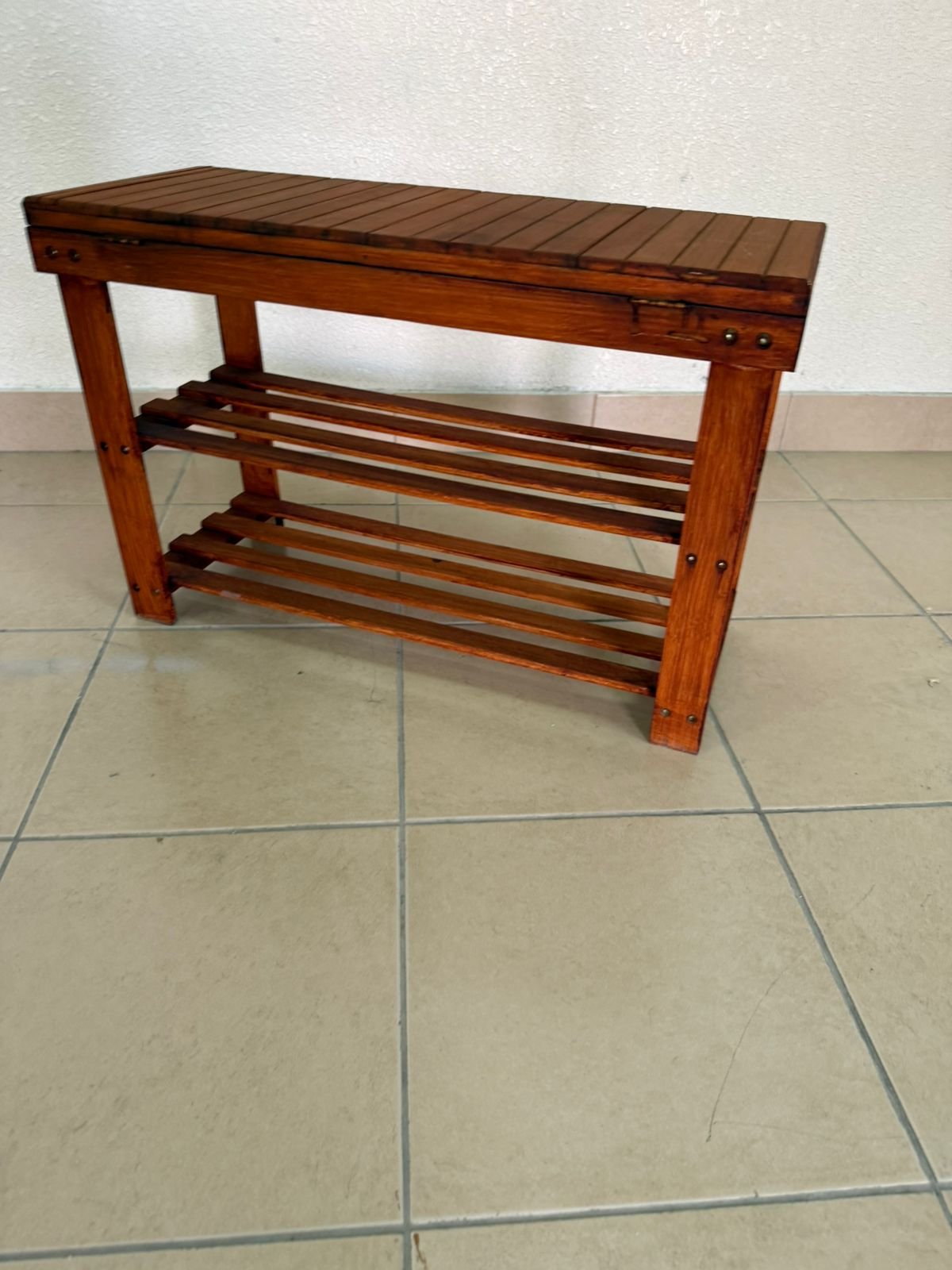 A modern wooden shoe storage bench - Image 15