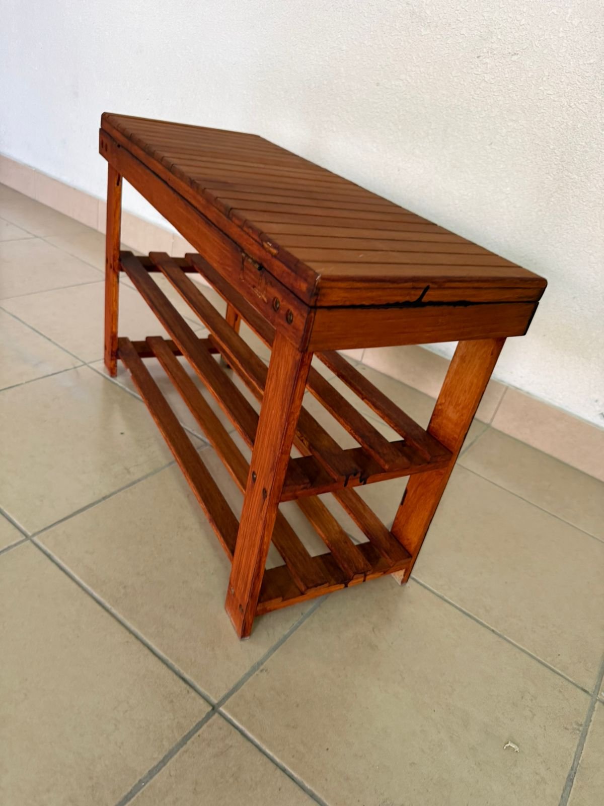 A modern wooden shoe storage bench - Image 16