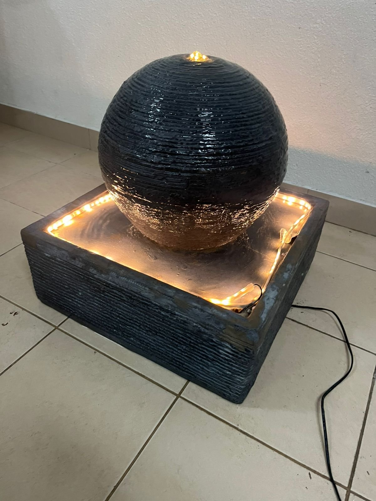 Outdoor ball-shaped water fountain with lighting - Image 5