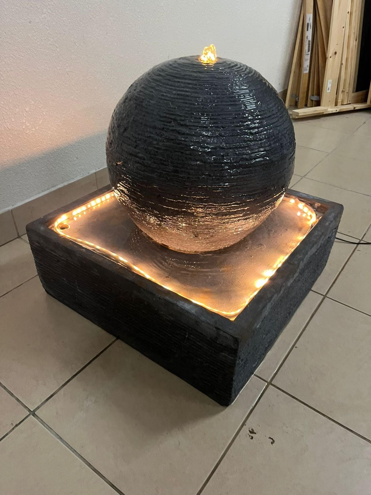 Outdoor ball-shaped water fountain with lighting - Image 8