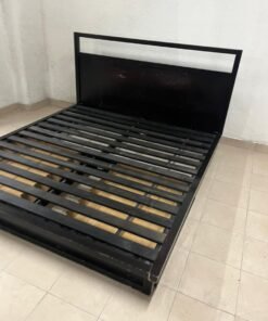 Black bed with storage drawers