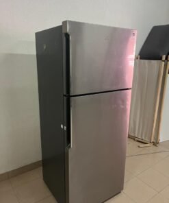 A refrigerator from the Electrolux brand with a modern design and silver color.