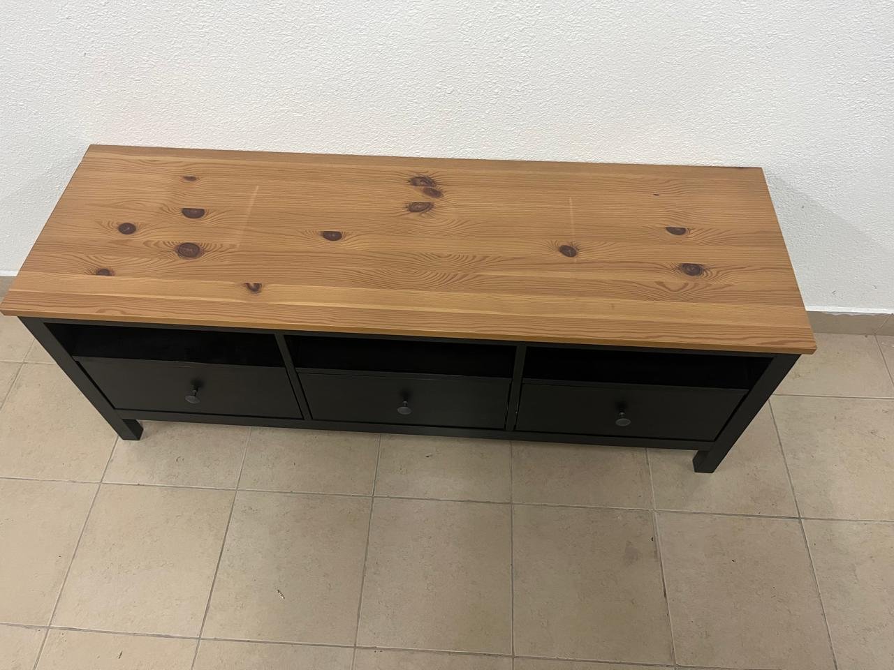 IKEA HEMNES TV stand in black and brown. - Image 2