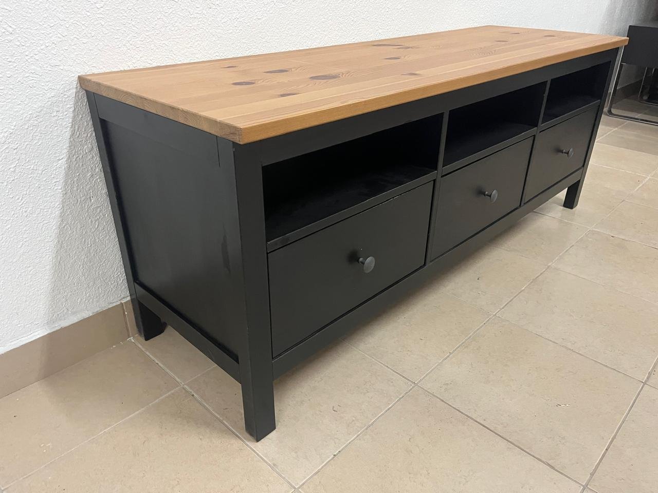 IKEA HEMNES TV stand in black and brown. - Image 4