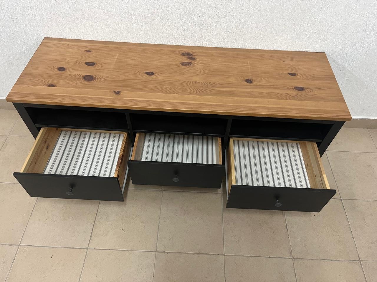 IKEA HEMNES TV stand in black and brown. - Image 8