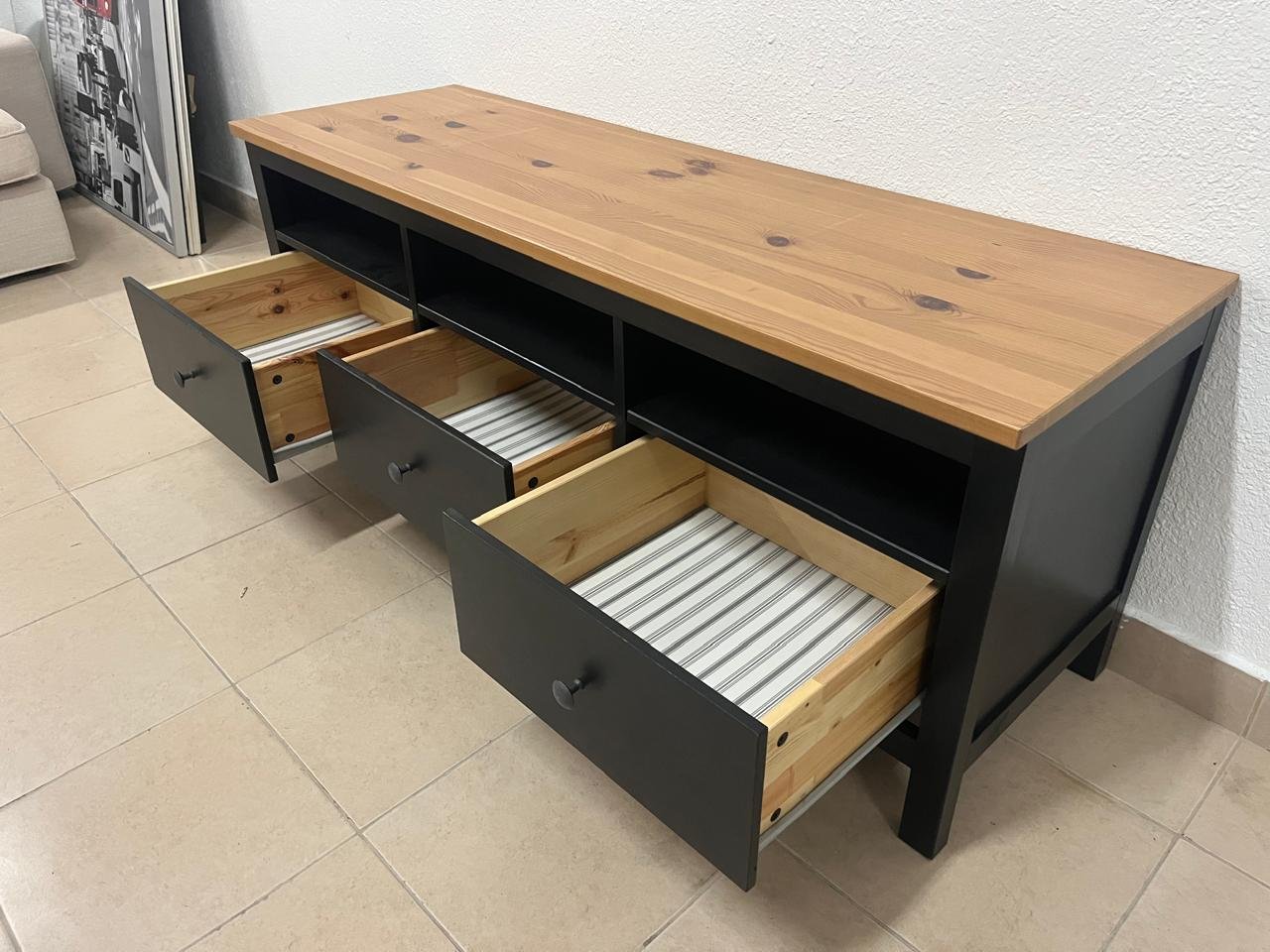 IKEA HEMNES TV stand in black and brown. - Image 10