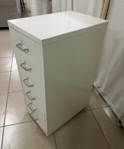 The "Helmer" drawer unit from IKEA is white and equipped with wheels.