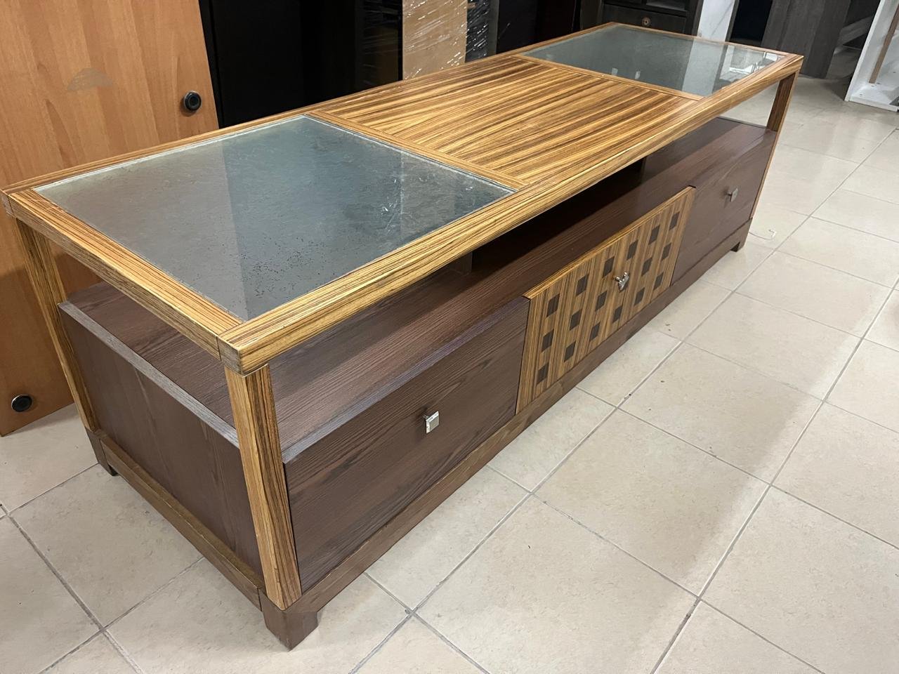 Natural wood TV stand