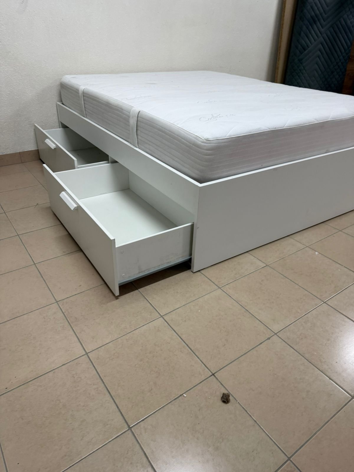 IKEA Bremence bed in white with storage drawers - Image 5