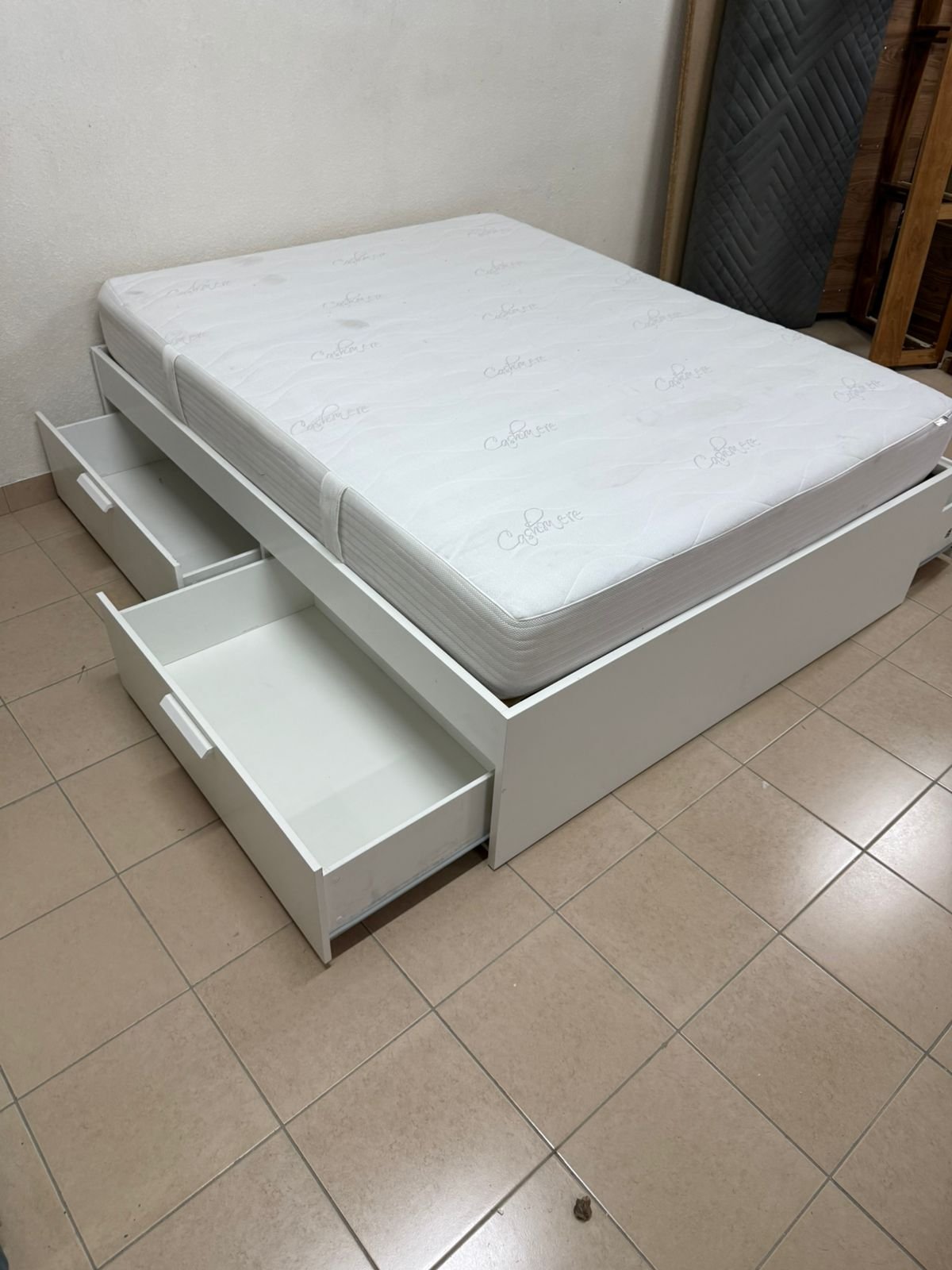 IKEA Bremence bed in white with storage drawers - Image 6