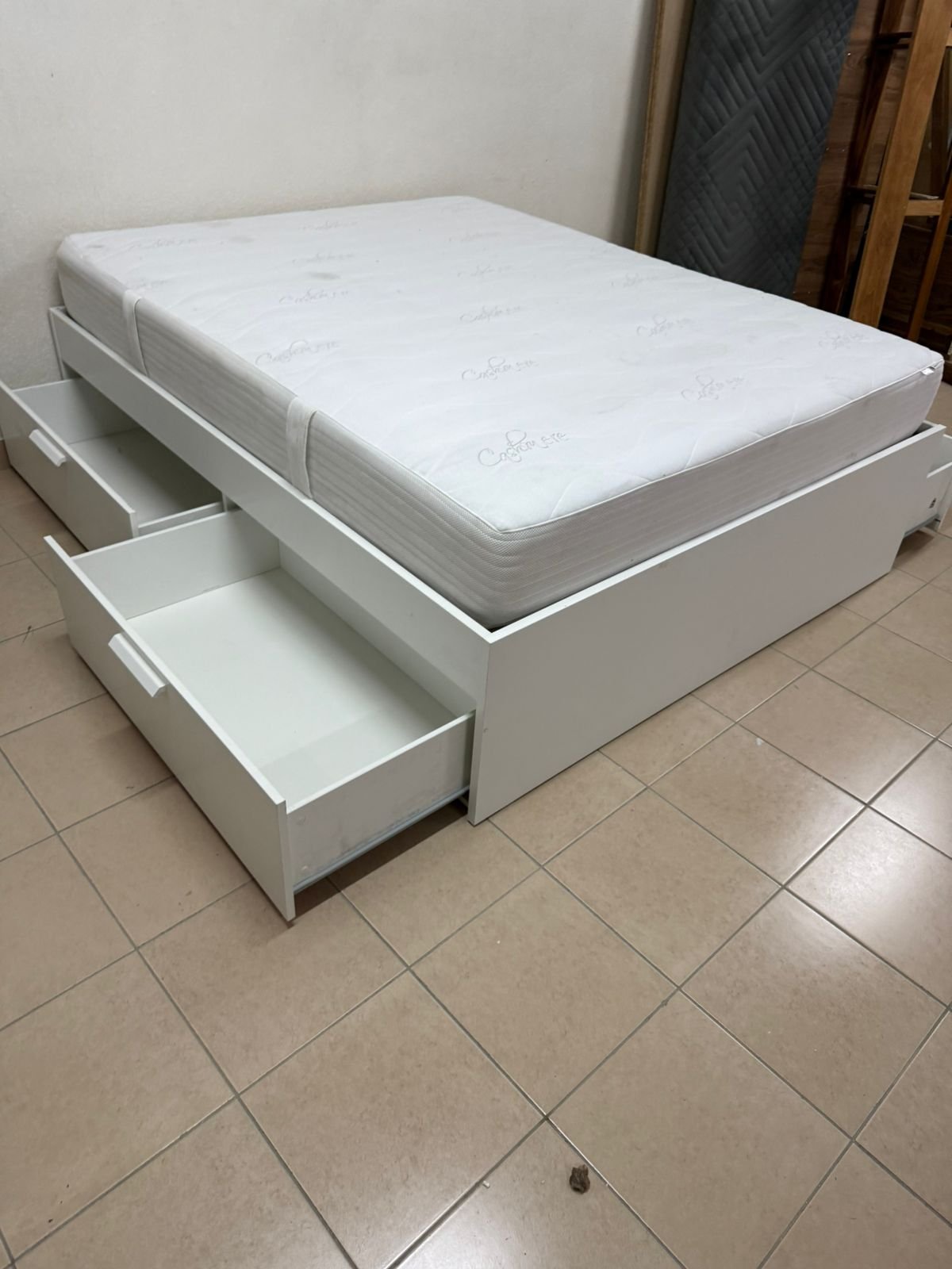 IKEA Bremence bed in white with storage drawers - Image 8