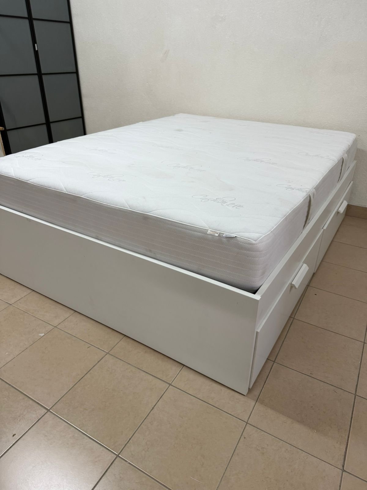 IKEA Bremence bed in white with storage drawers - Image 9