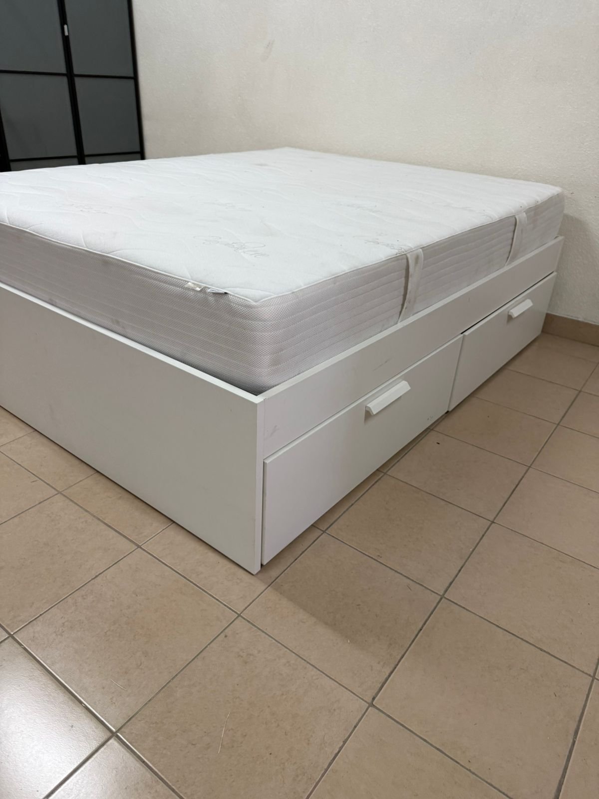 IKEA Bremence bed in white with storage drawers - Image 10