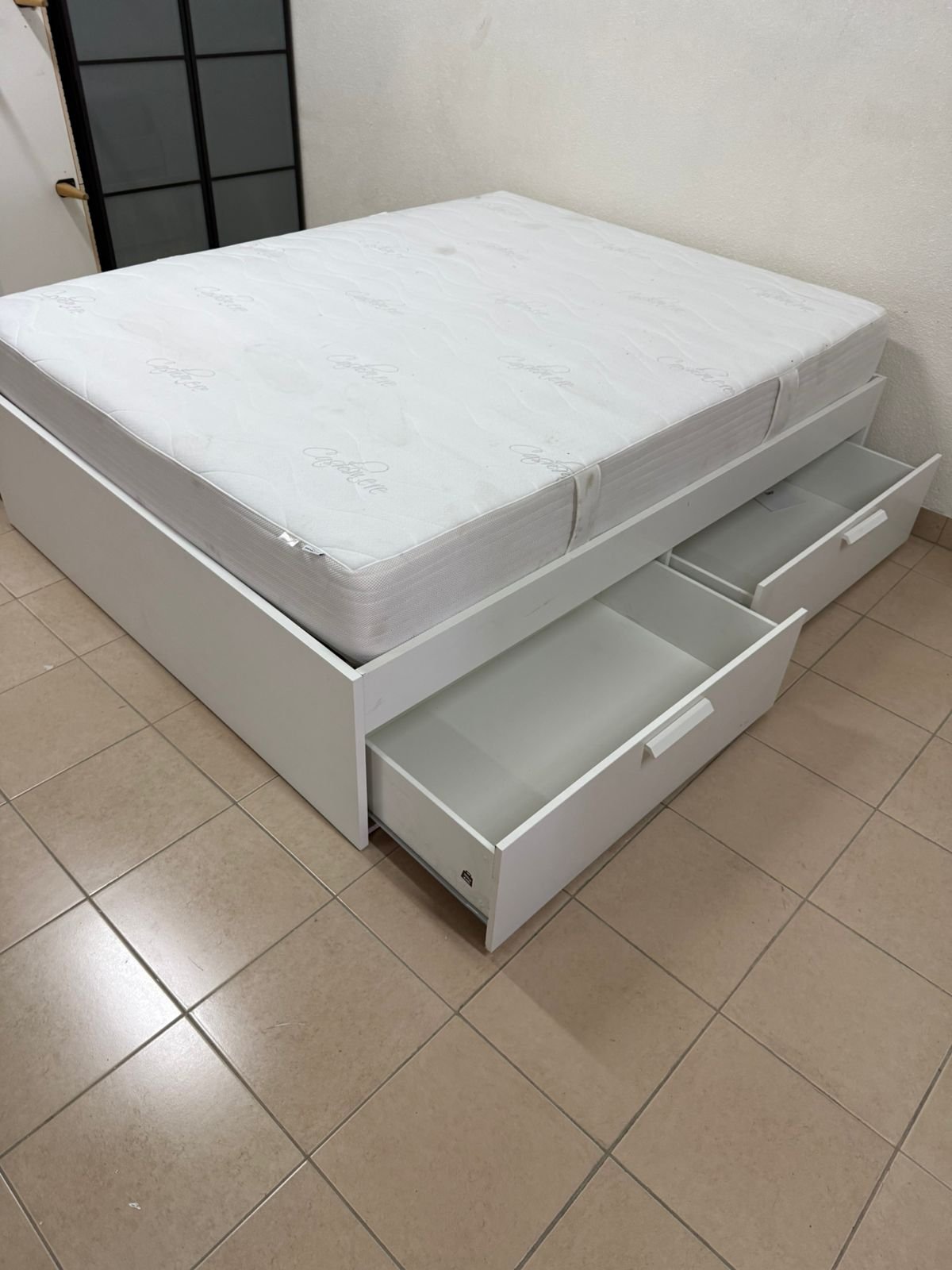 IKEA Bremence bed in white with storage drawers