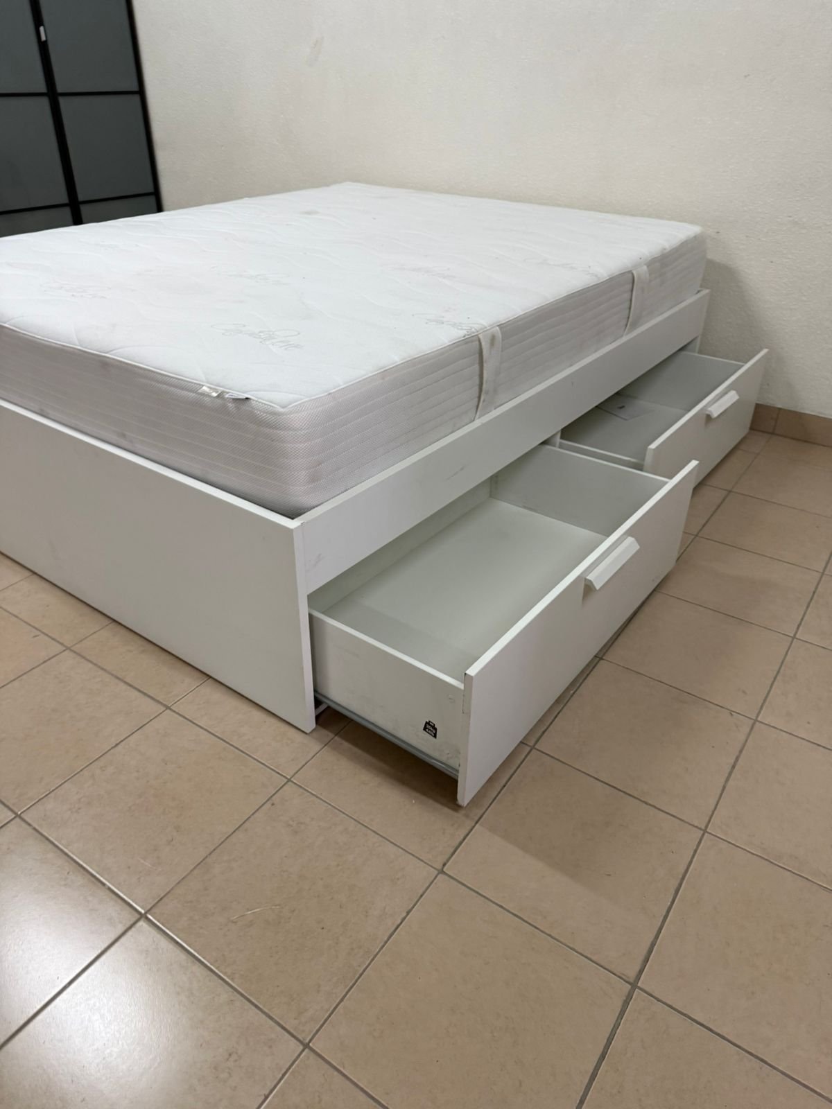 IKEA Bremence bed in white with storage drawers - Image 17