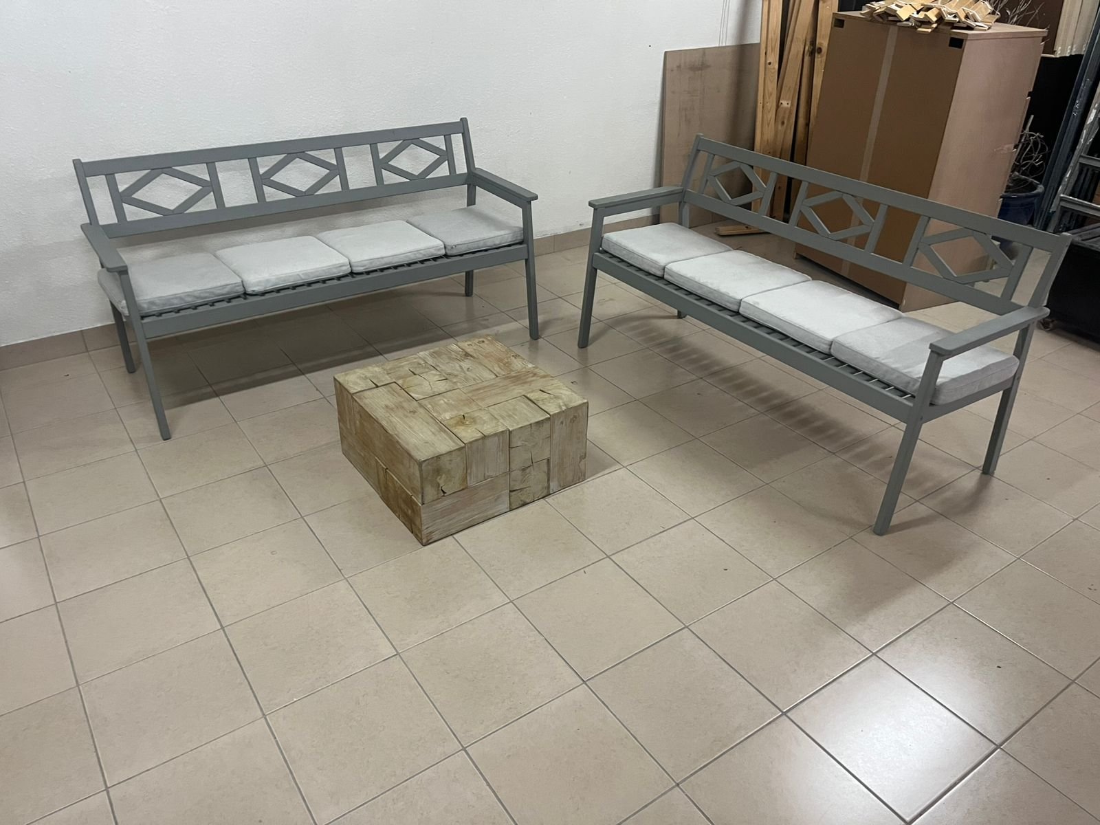 Garden benches from IKEA made of durable acacia wood in gray. - Image 3