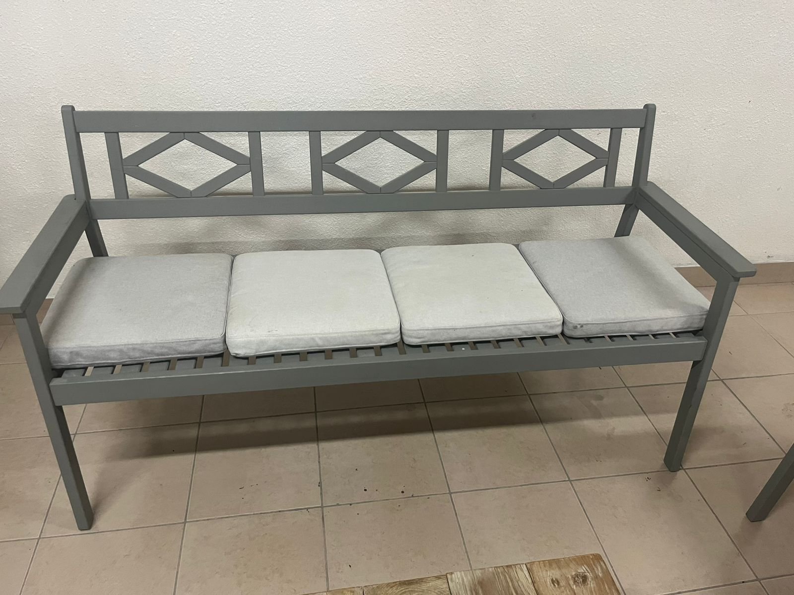 Garden benches from IKEA made of durable acacia wood in gray. - Image 4