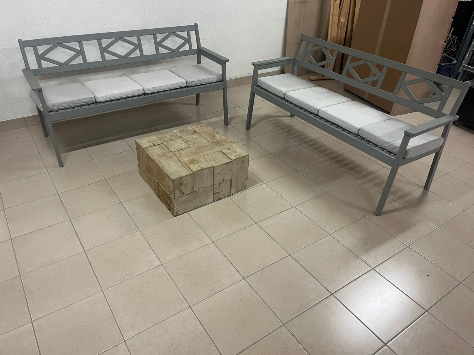 Garden benches from IKEA made of durable acacia wood in gray. - Image 7