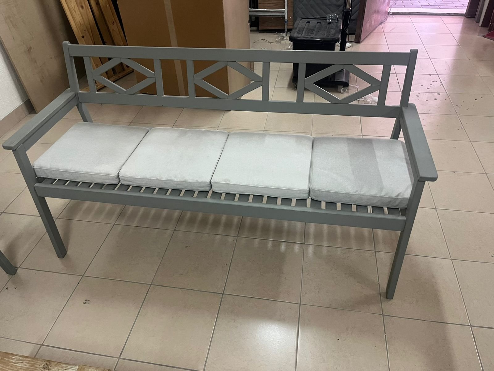Garden benches from IKEA made of durable acacia wood in gray. - Image 8