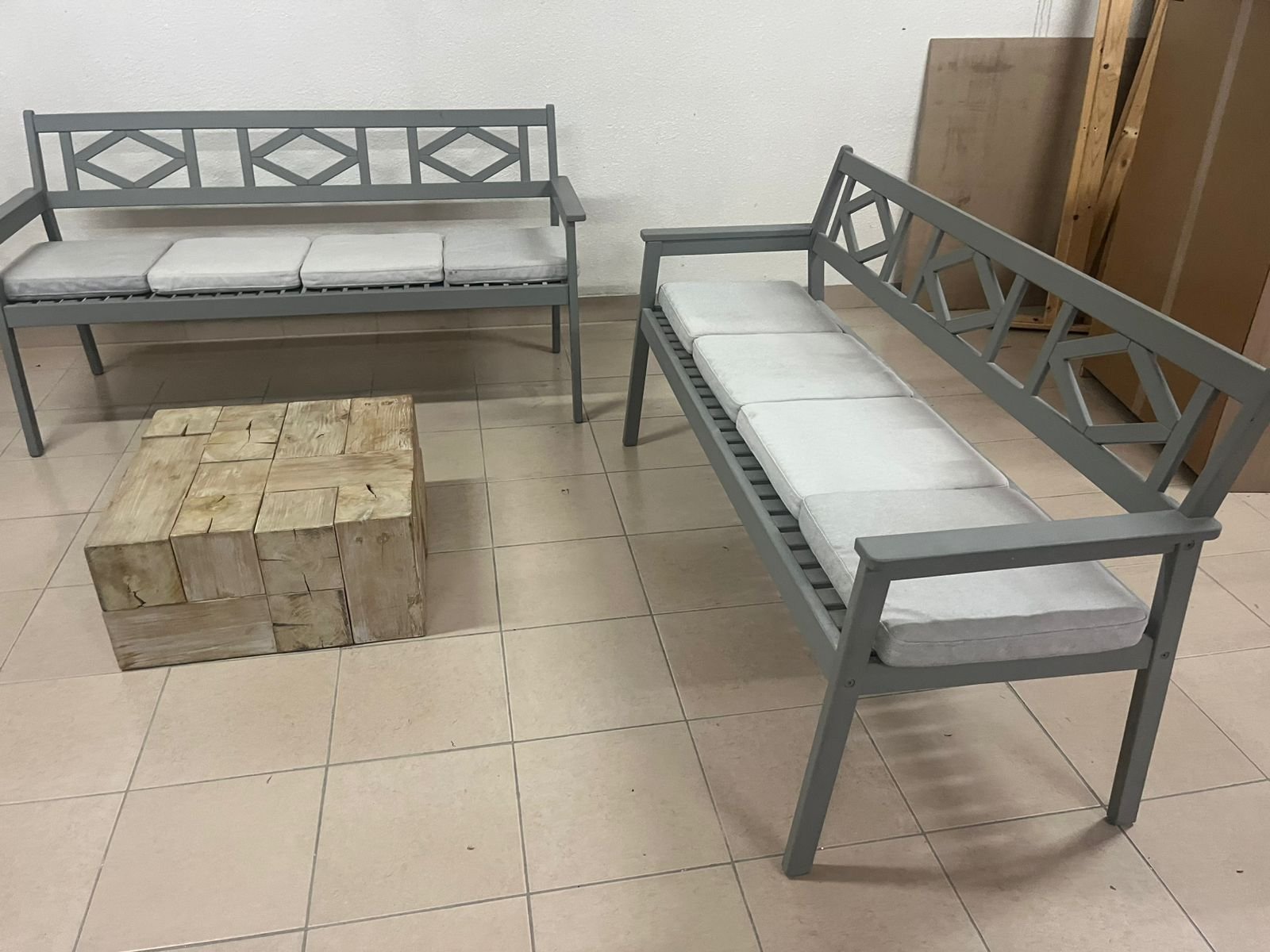Garden benches from IKEA made of durable acacia wood in gray. - Image 10