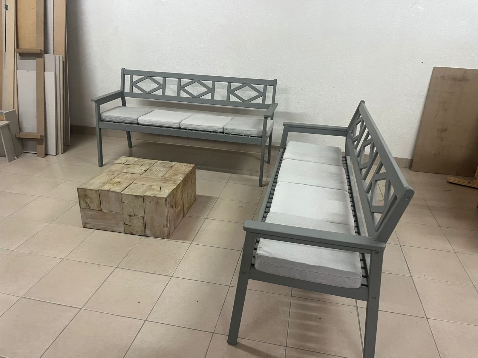 Garden benches from IKEA made of durable acacia wood in gray. - Image 11