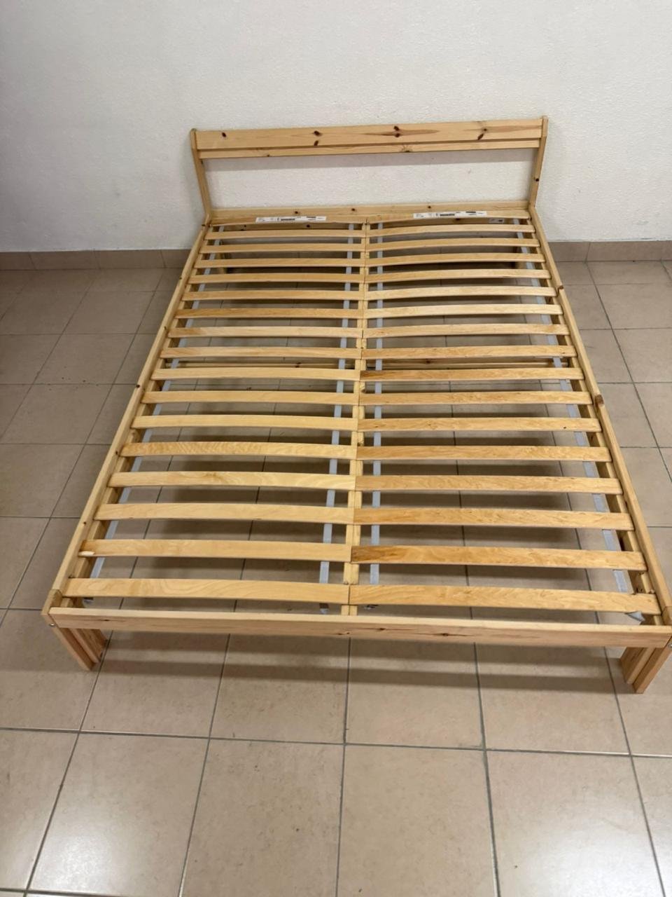 This is an IKEA NEIDEN pine wood bed frame with LÖNSET slatted bed base. - Image 3