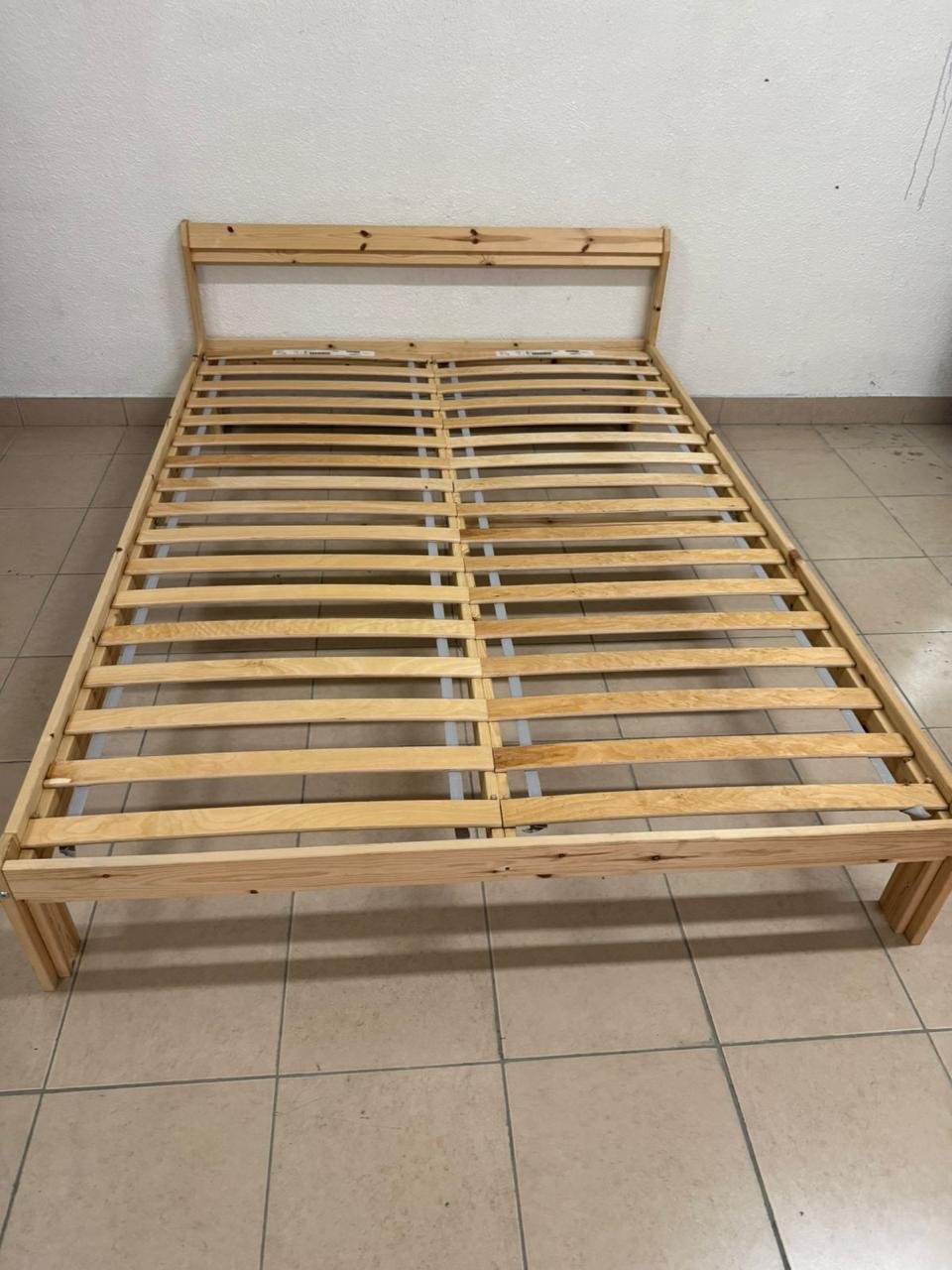 This is an IKEA NEIDEN pine wood bed frame with LÖNSET slatted bed base. - Image 9