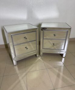 Silver bedside table and mirrors