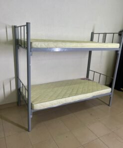 Metal bunk bed in gray