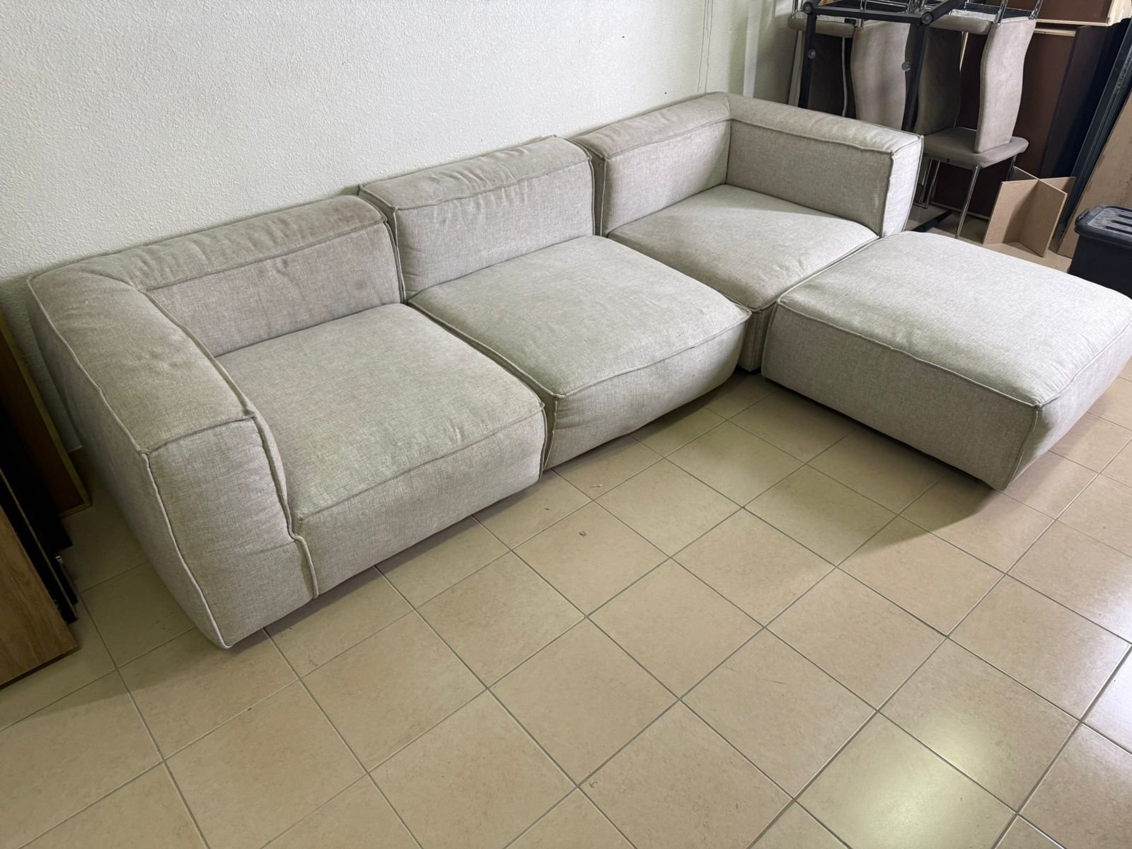 Modern modular sofa in light gray