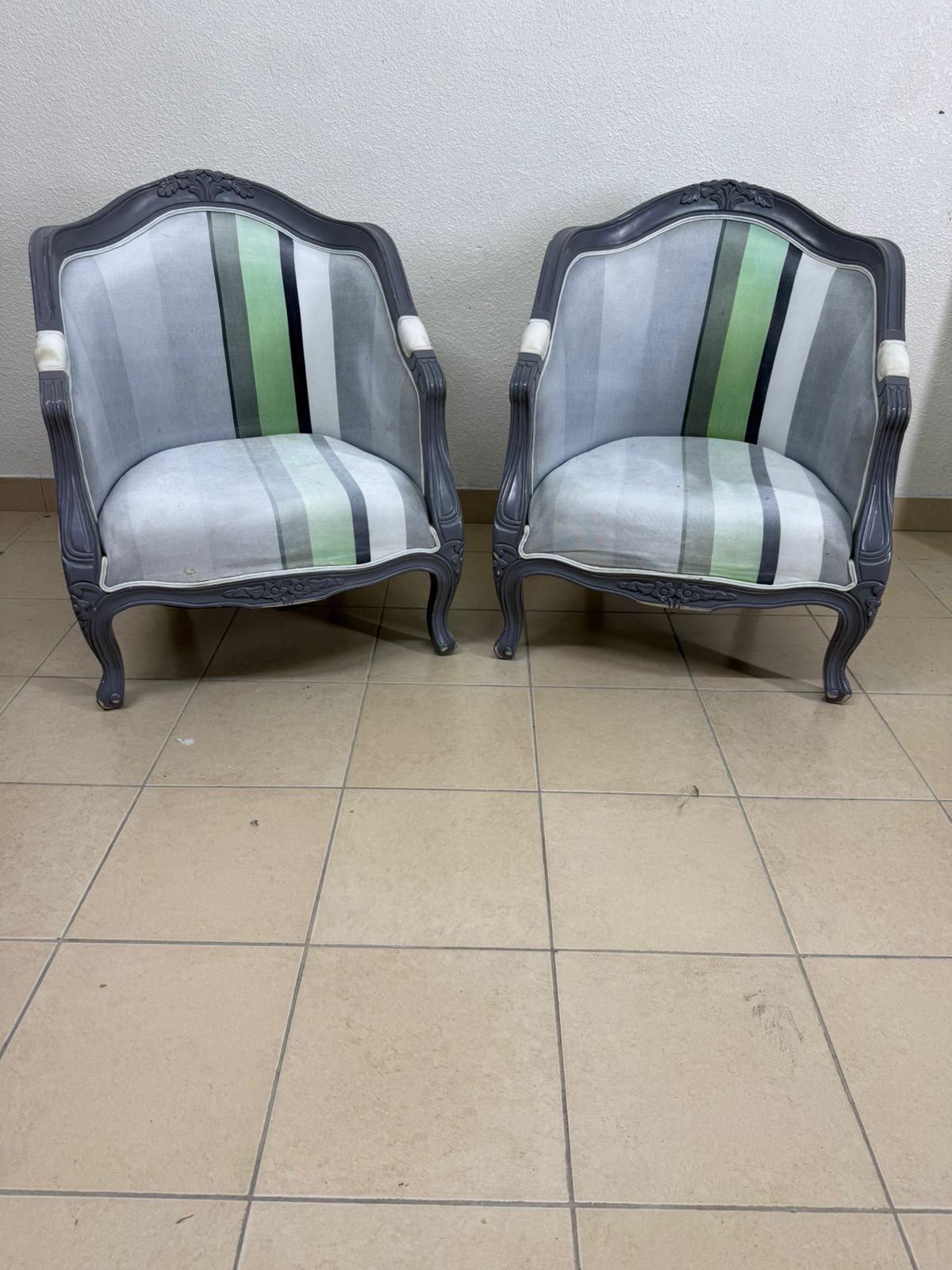 Two French-style armchairs