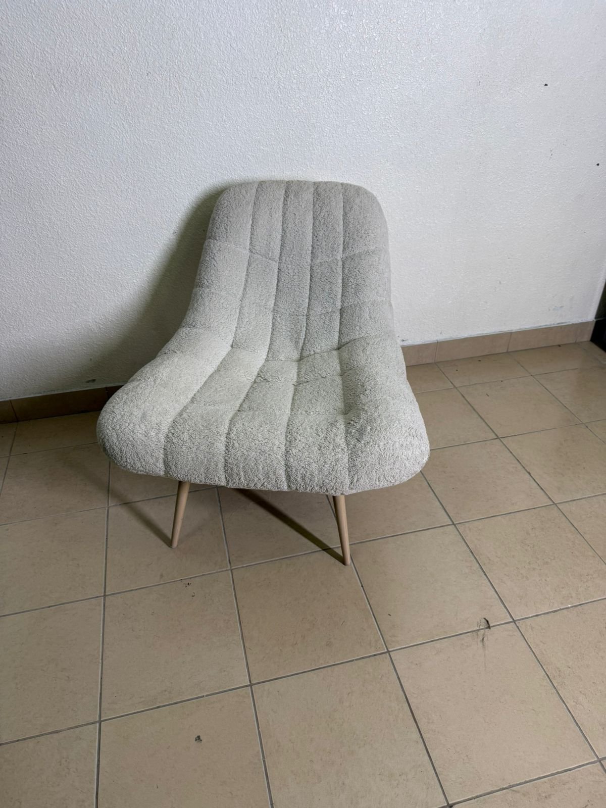 The chair is the Aubrey stool in cream, upholstered in Boucle fabric by Ashcroft. - Image 2