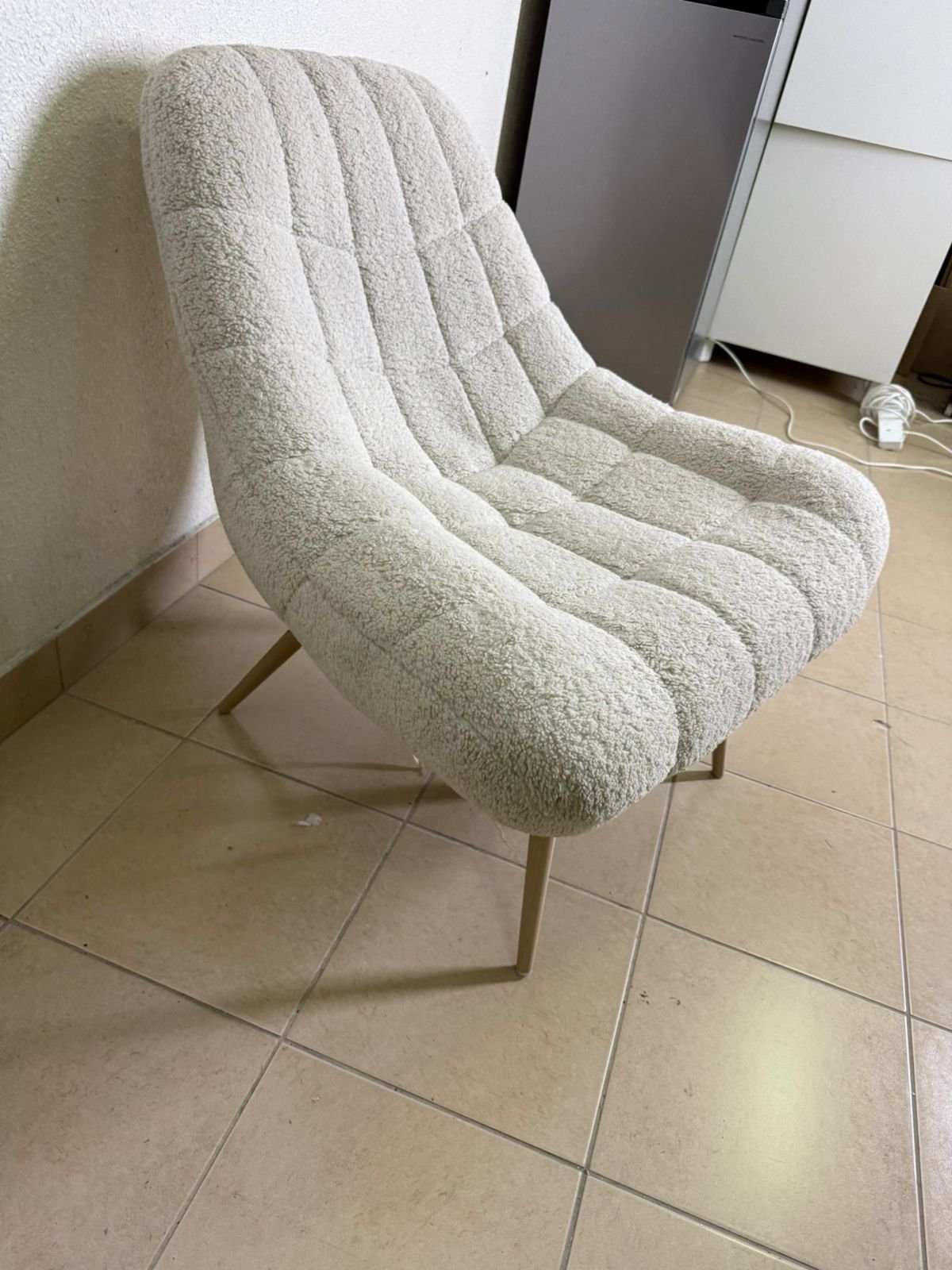 The chair is the Aubrey stool in cream, upholstered in Boucle fabric by Ashcroft. - Image 8