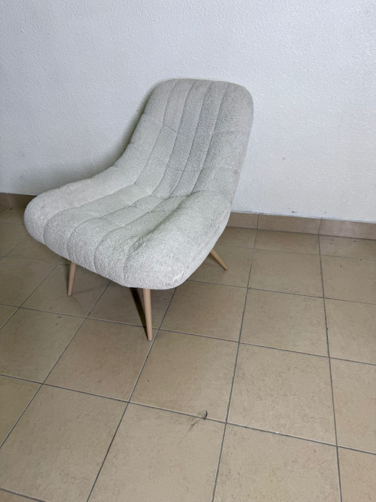 The chair is the Aubrey stool in cream, upholstered in Boucle fabric by Ashcroft. - Image 9
