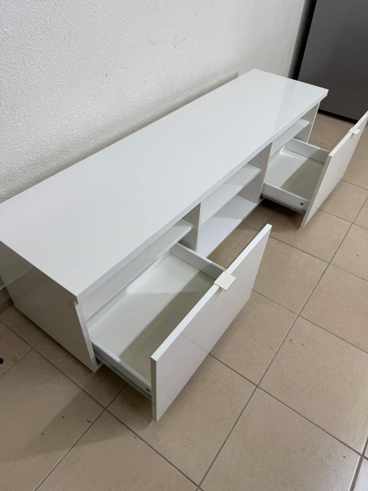 IKEA TV stand, glossy white - Image 2