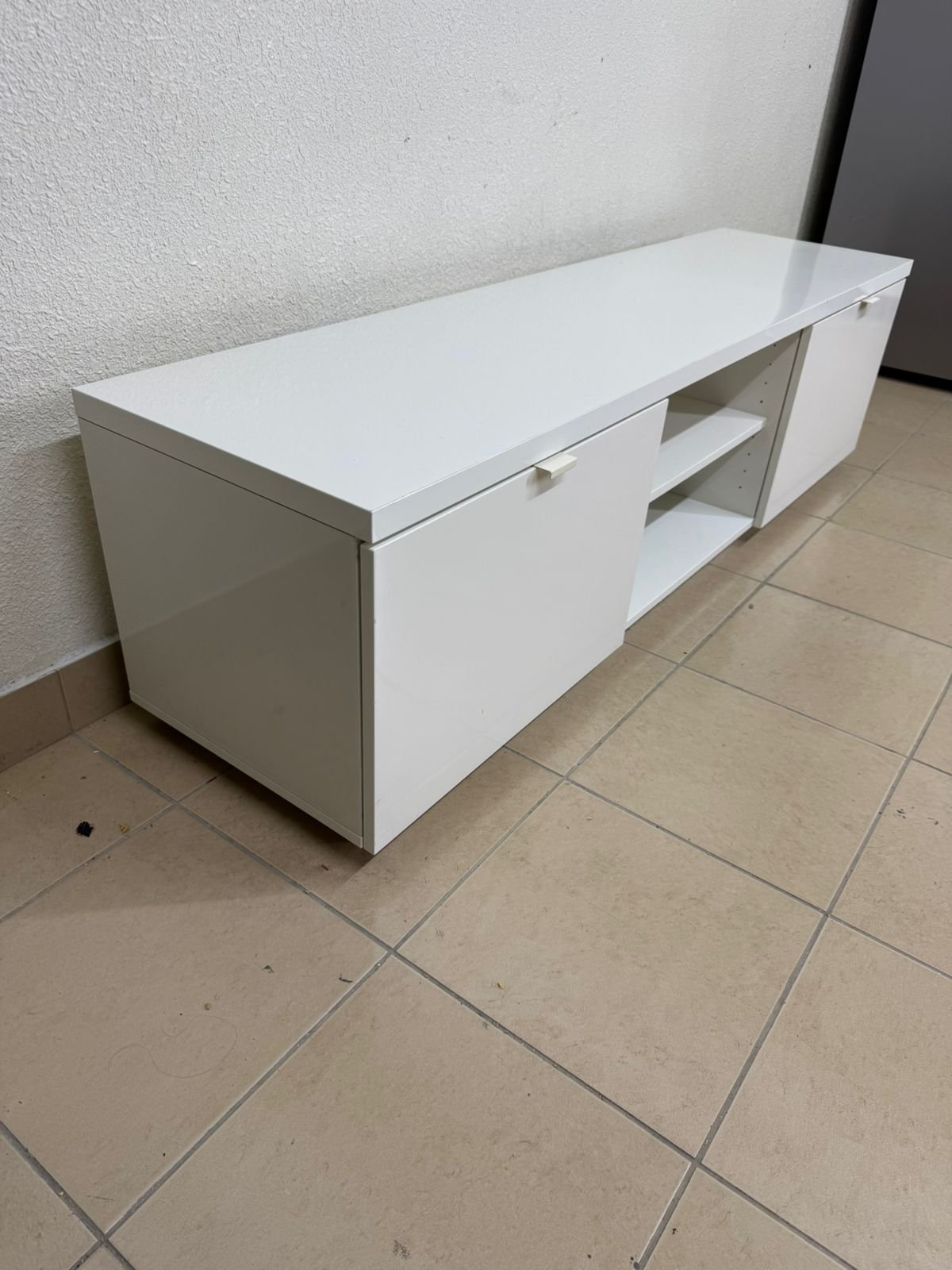 IKEA TV stand, glossy white