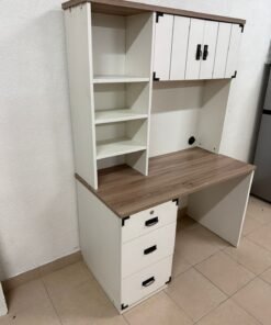 Home Centre study desk with storage in white and wood brown