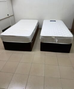 Two single beds with mattresses