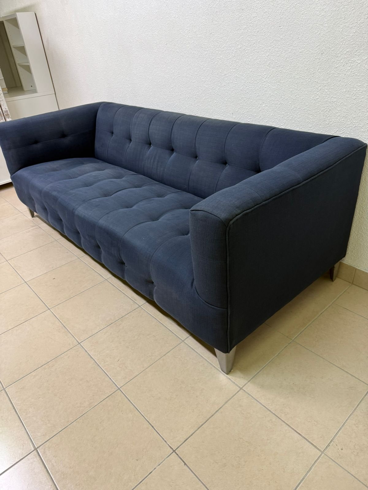 Morgan 3-seater fabric sofa in dark blue from Home Centre. - Image 3