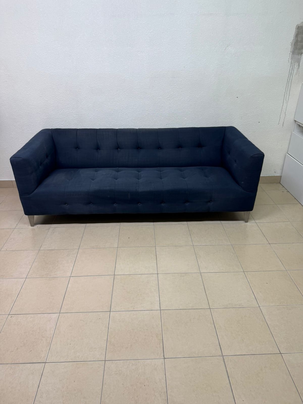 Morgan 3-seater fabric sofa in dark blue from Home Centre. - Image 5