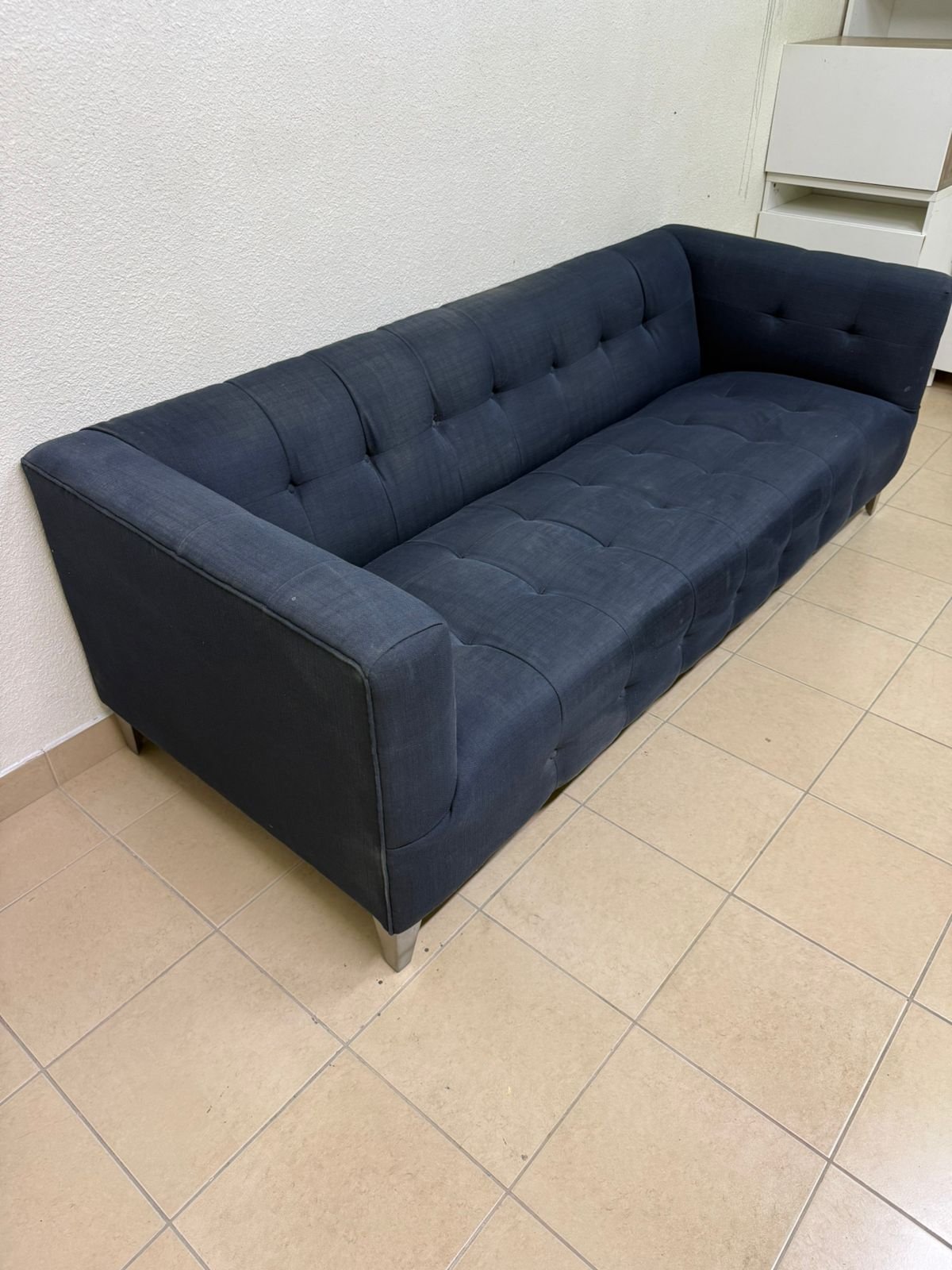 Morgan 3-seater fabric sofa in dark blue from Home Centre. - Image 8