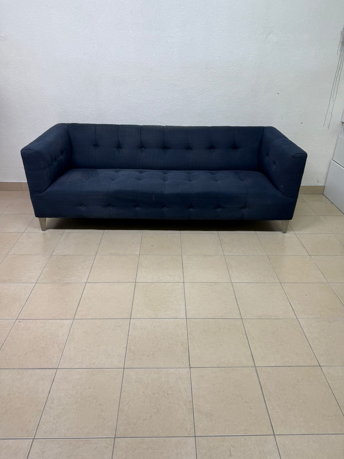 Morgan 3-seater fabric sofa in dark blue from Home Centre. - Image 10