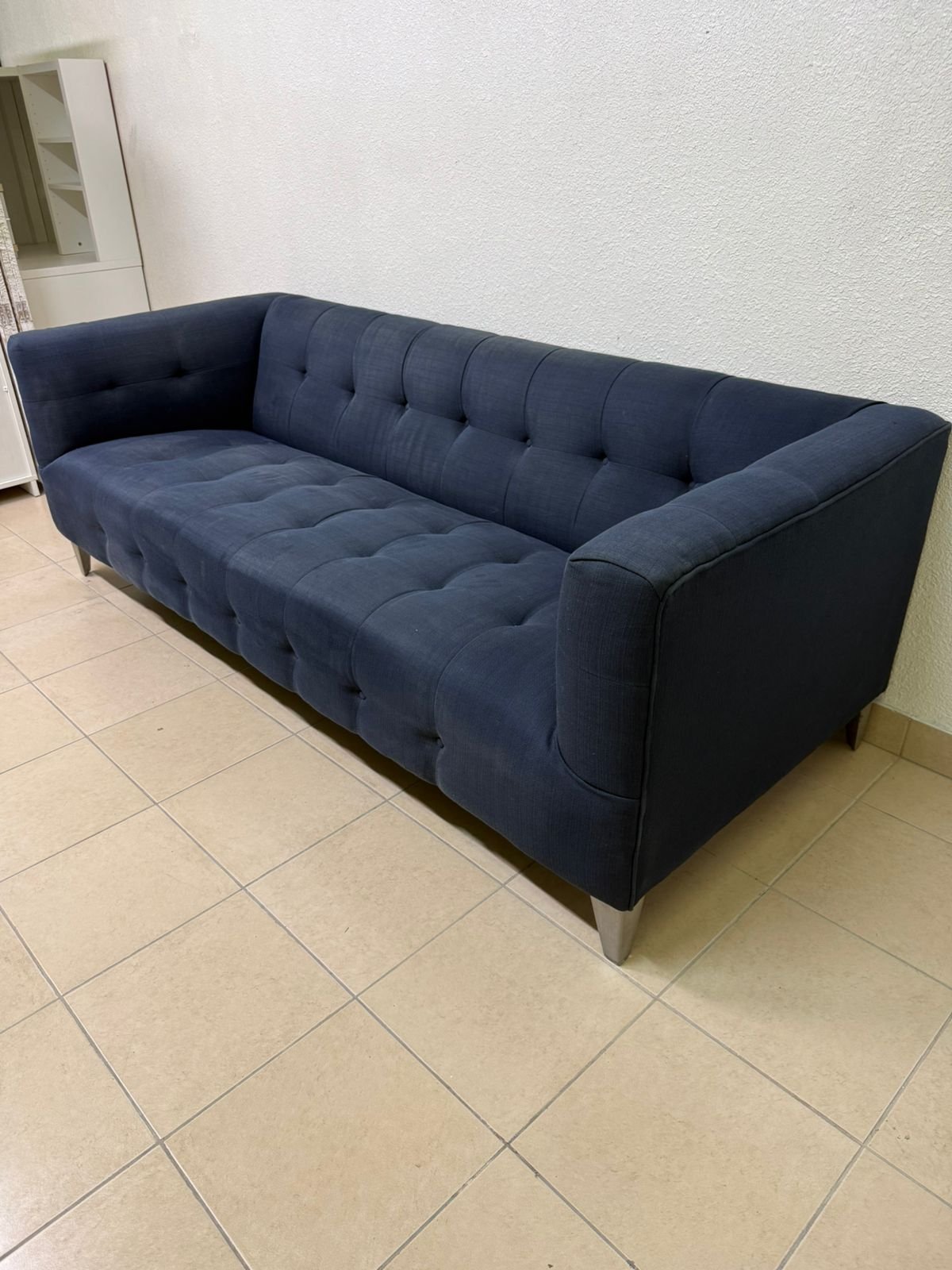 Morgan 3-seater fabric sofa in dark blue from Home Centre. - Image 11