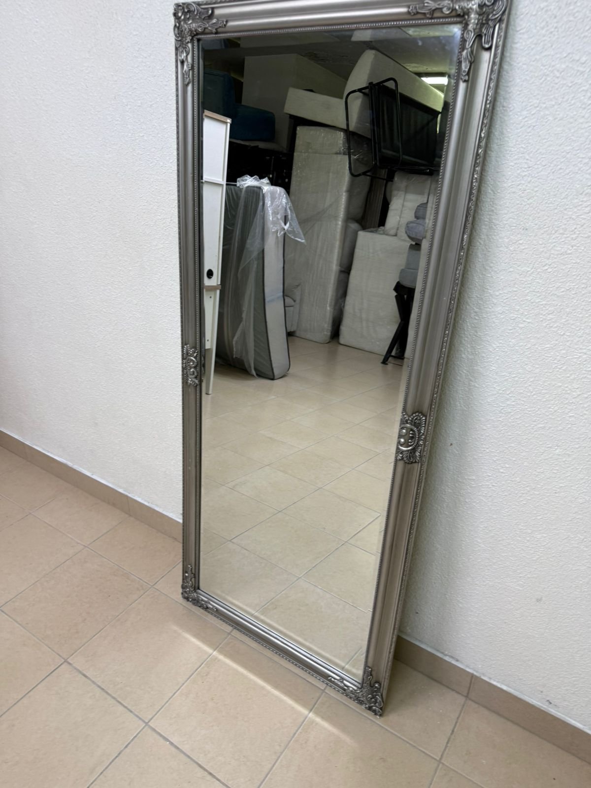 Melody Maison tall, ornate silver wall mirror - Image 2