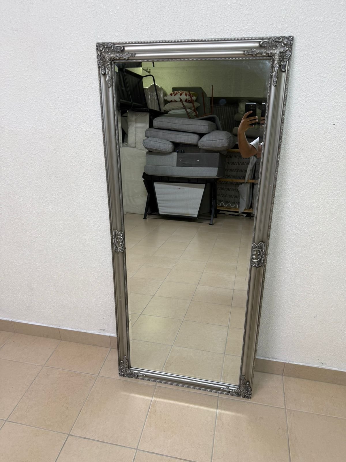 Melody Maison tall, ornate silver wall mirror - Image 4