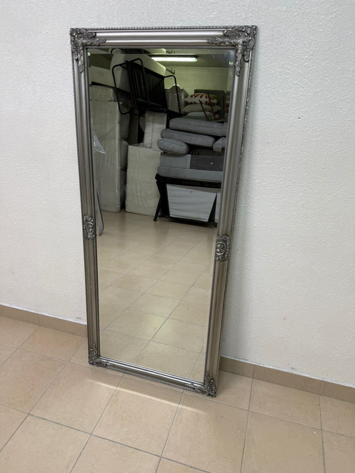 Melody Maison tall, ornate silver wall mirror