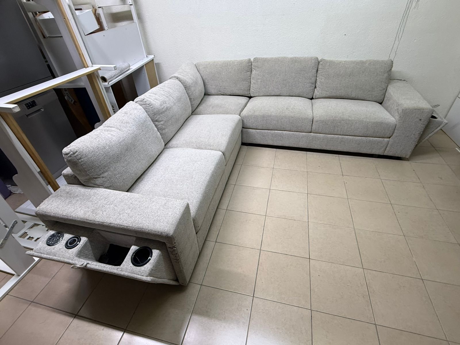 Light gray fabric sofa, intricate corner - Image 13