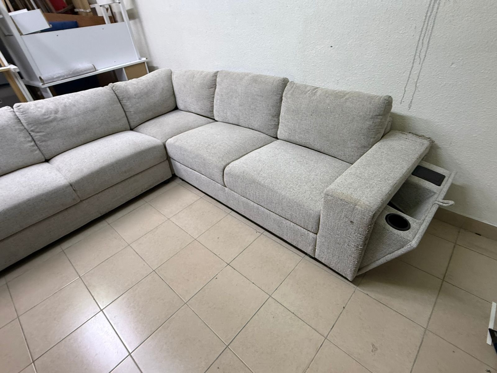 Light gray fabric sofa, intricate corner - Image 5